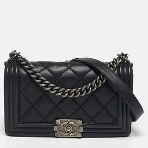 Chanel Boy Medium Black Quilted Leather Flap Bag
